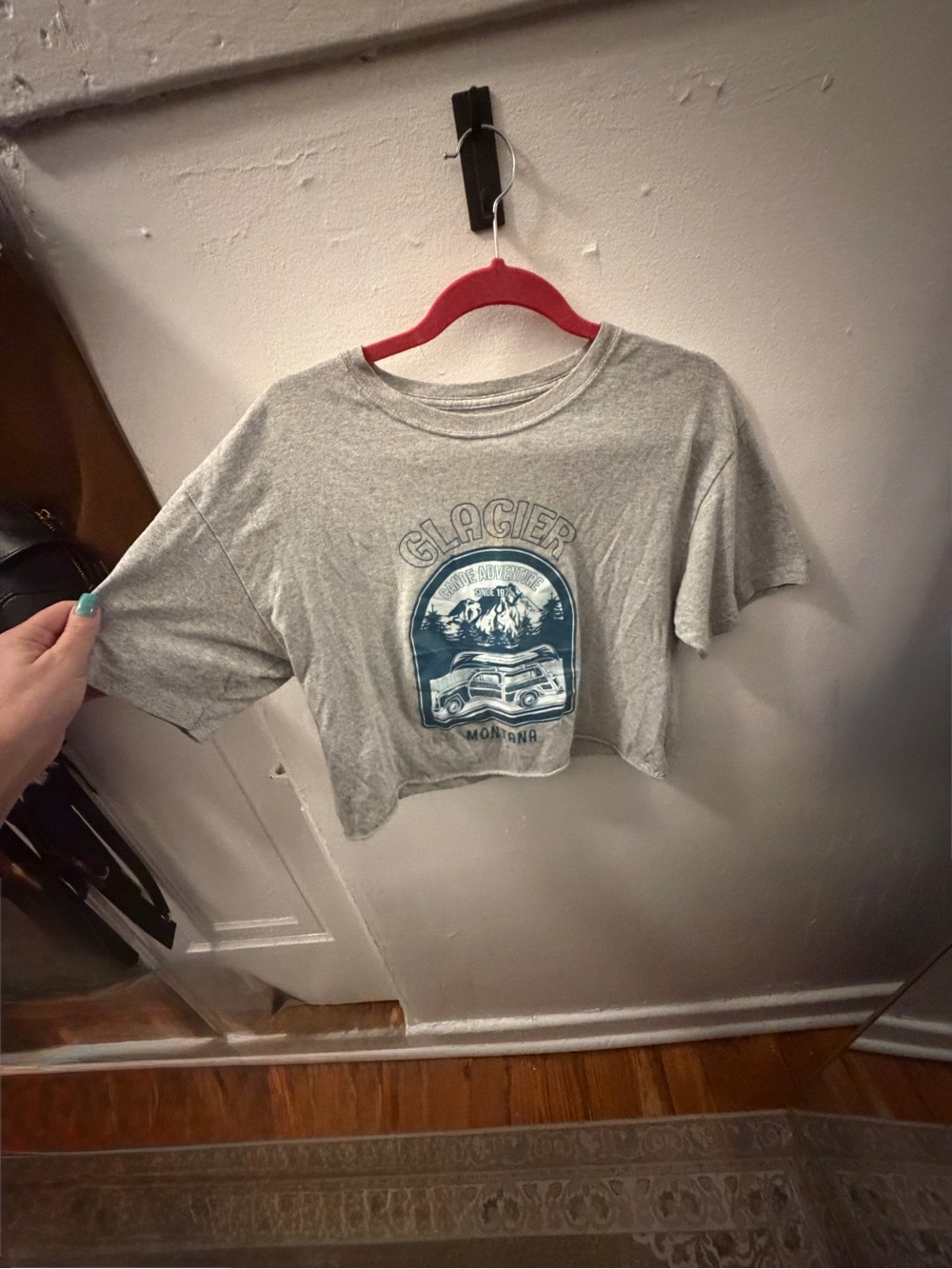 Nordstrom Glacier Montana Canoe Adventure Cropped Graphic Tee Gray M